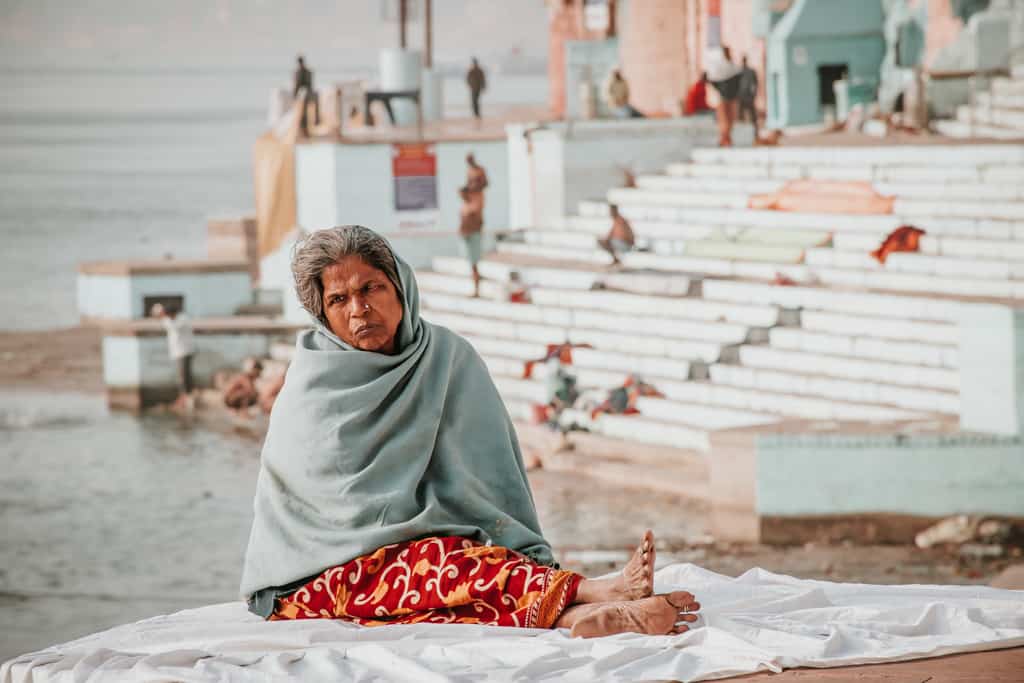Local lady sitting on Ghat