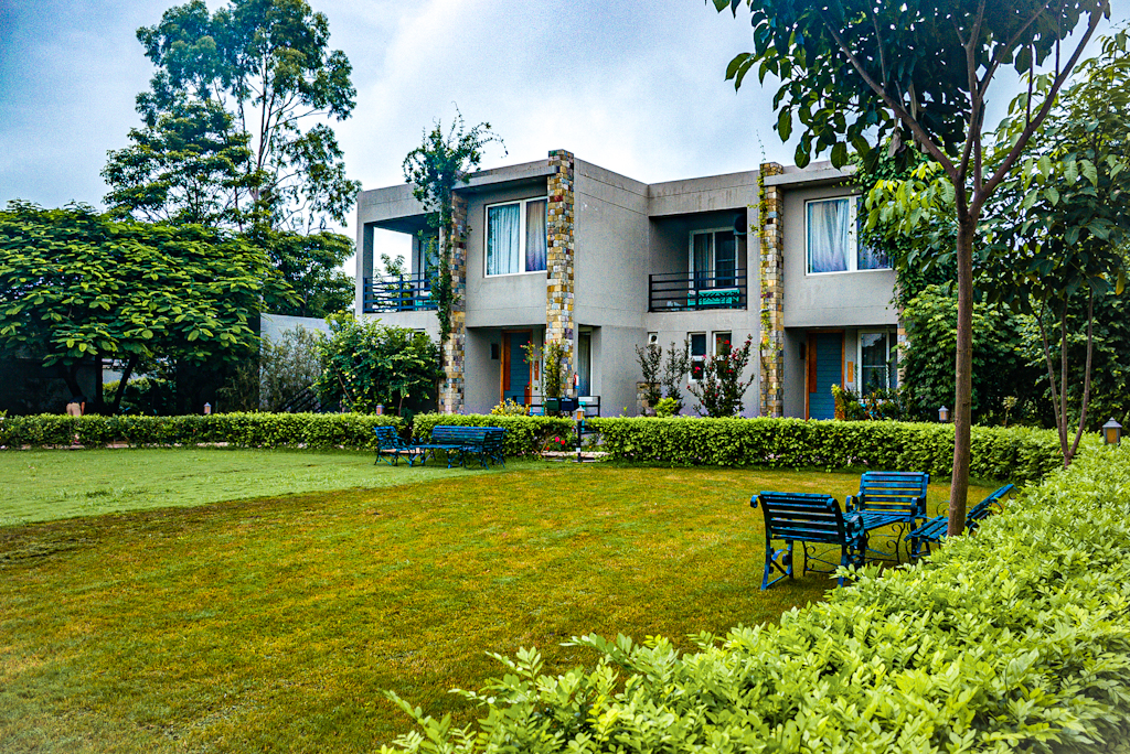 garden in front of a building