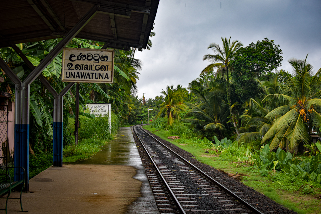 Railway station with unawatuna board Sri Lanka Itinerary