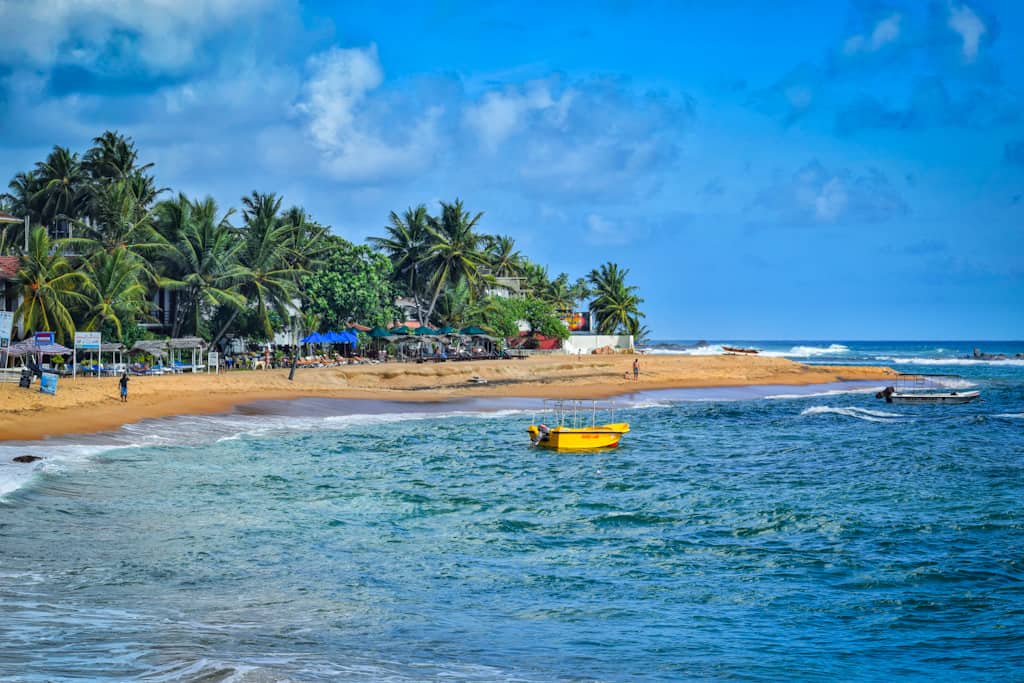 Boat on sea near a beach