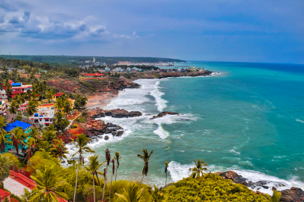 view of beach from a cliff kerala itinerary