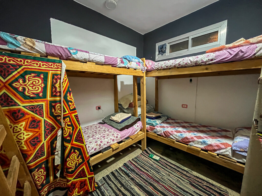 dorm beds in a room