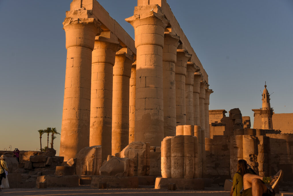 old pillars during sunset